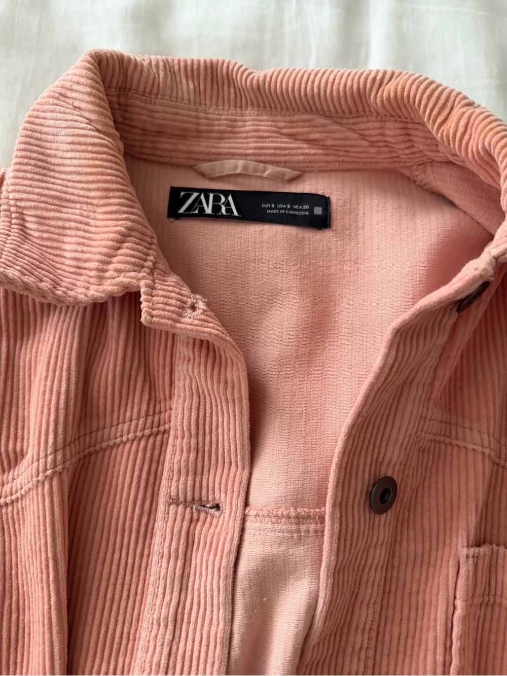 ZARA Blush Pink Corduroy Shirt Jacket